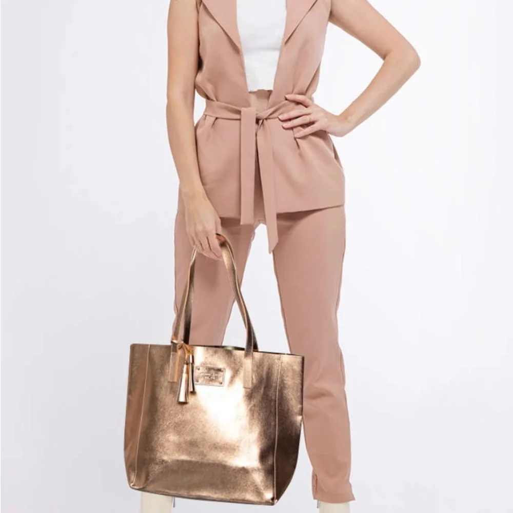 Michael Kors Rose Gold Leather Tassel Tote BRAND NEW NO CALL OUTS - Picture 12 of 16